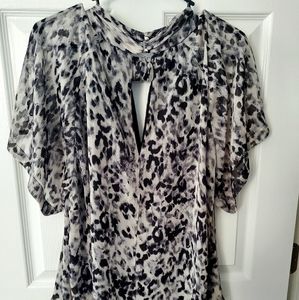 RACHEL Rachel Roy Black and White Animal Print Blouse